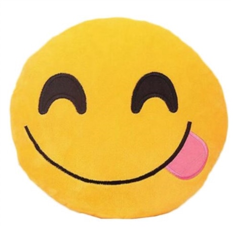 Kudde Emoji, Glad med tunga ute
